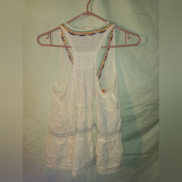 Bohemian country aesthetic blouse size medium cream color - Picture 2 of 5